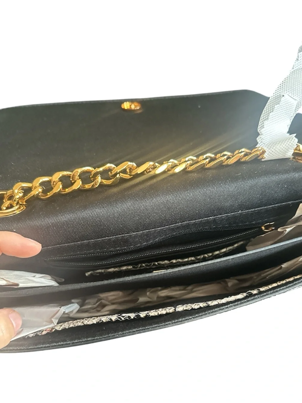 Python-Texture Chain Shoulder Bag in Neutral Multi - Picture 5 of 5